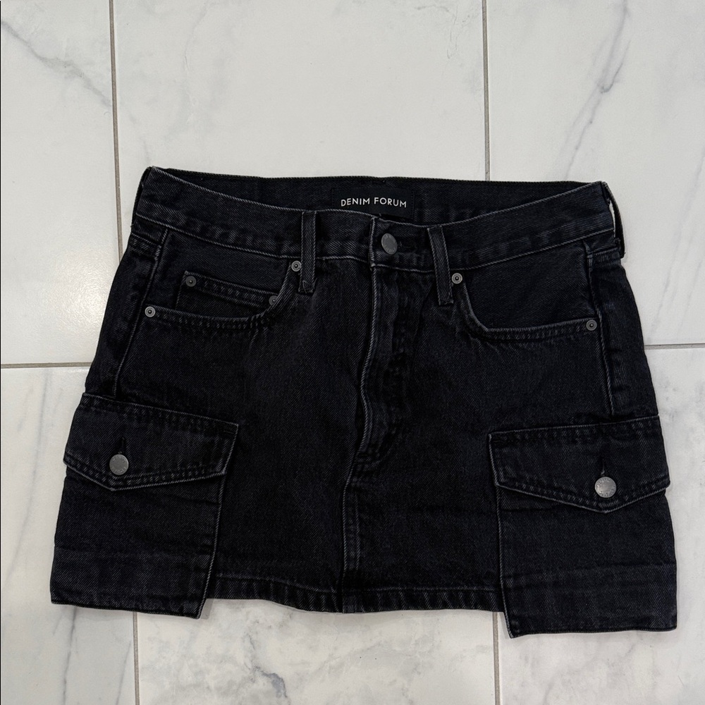 Denim Forum Charcoal Utility Mini Skirt
